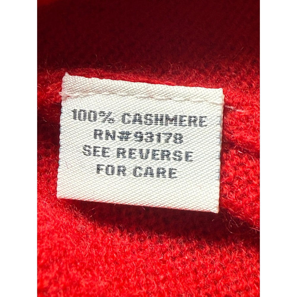 Belle France Cashmere V Neck Sweater Red Long Sleeve Side Slit Womens S Pullover - Picture 4 of 9